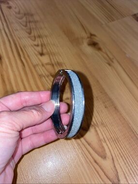 Silver-Tone Hinged Bangle Bracelet